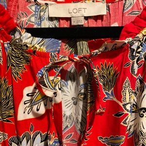 Loft Medium Red Floral Dress